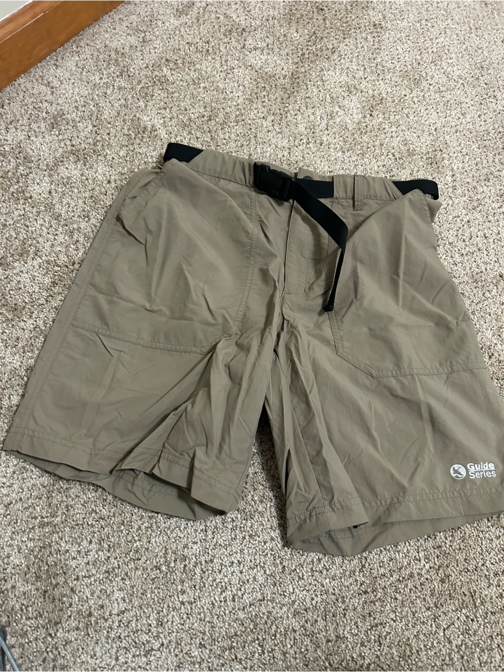 Men's Guide Series Khaki Hybrid Shorts with Integrated Belt